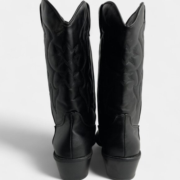Streetwear Women's 9 Faux Leather Western Boots Cowgirl Cowboy Black - Picture 6 of 10